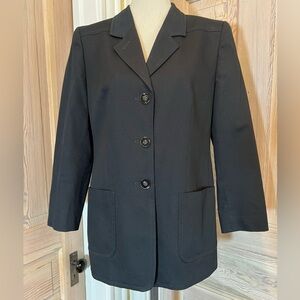 Louis Feraud cotton pique black blazer size 12
